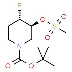 tert-butyl (3.4)-trans-4-fluoro-3-(methylsulfonyloxy)piperidine-1-carboxylate racemate Structure