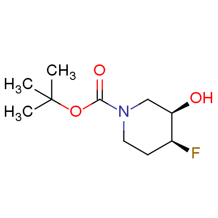 顺式4-氟-3-羟基哌啶-1-羧酸叔丁酯结构式