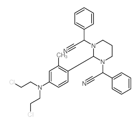 2-[2-[4-[bis(2-chloroethyl)amino]-2-methyl-phenyl]-3-(cyano-phenyl-methyl)-1,3-diazinan-1-yl]-2-phenyl-acetonitrile结构式