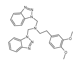 N,N-bis(1H-1,2,3-benzotriazol-1-ylmethyl)-N-(3,4-dimethoxyphenethyl)amine结构式