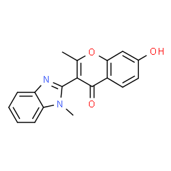 7-hydroxy-2-methyl-3-(1-methyl-1H-benzo[d]imidazol-2-yl)-4H-chromen-4-one structure