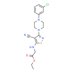 ETHYL 2-((3-[4-(3-CHLOROPHENYL)PIPERAZINO]-4-CYANO-5-ISOTHIAZOLYL)AMINO)ACETATE Structure