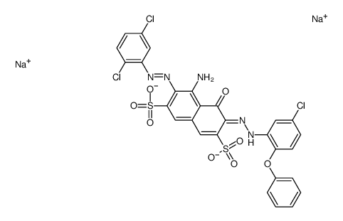 4-Amino-3-[(2,5-dichlorophenyl)azo]-5-hydroxy-6-[(5-chloro-2-phenoxyphenyl)azo]naphthalene-2,7-disulfonic acid disodium salt structure