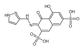 5-hydroxy-4-oxo-3-(1H-pyrazol-5-ylhydrazinylidene)naphthalene-2,7-disulfonic acid结构式