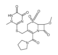 3-[[(6R,7S)-7-methoxy-5,5,8-trioxo-2-(pyrrolidine-1-carbonyl)-5λ6-thia-1-azabicyclo[4.2.0]oct-2-en-3-yl]methylsulfanyl]-2-methyl-1H-1,2,4-triazine-5,6-dione结构式