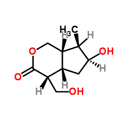 (4R)-Hexahydro-6α-hydroxy-4β-(hydroxymethyl)-7α-methylcyclopenta[c]pyran-3(4H)-one Structure