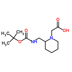 {2-[({[(2-Methyl-2-propanyl)oxy]carbonyl}amino)methyl]-1-piperidinyl}acetic acid Structure