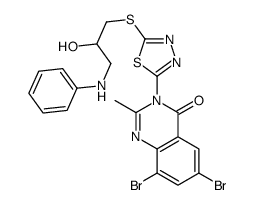 3-[5-(3-anilino-2-hydroxypropyl)sulfanyl-1,3,4-thiadiazol-2-yl]-6,8-dibromo-2-methylquinazolin-4-one Structure