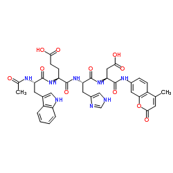 乙酰基色氨酰谷氨酰组氨酰天冬氨酸-7-氨基-4-甲基香豆素结构式