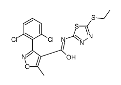 3-(2,6-dichlorophenyl)-N-(5-ethylsulfanyl-1,3,4-thiadiazol-2-yl)-5-methyl-1,2-oxazole-4-carboxamide结构式