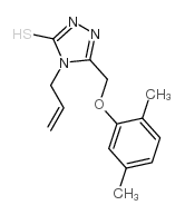 4-烯丙基-5-[(2,5-二甲基苯氧基)甲基]-4H-1,2,4-噻唑-3-硫醇结构式
