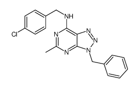 3H-1,2,3-Triazolo[4,5-d]pyrimidin-7-amine, N-[(4-chlorophenyl)methyl]-5-methyl-3-(phenylmethyl)- (9CI)结构式