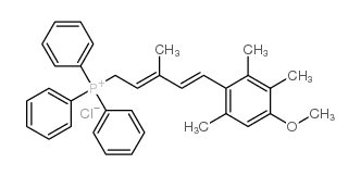 (E,E)-[5-(4-methoxy-2,3,6-trimethylphenyl)-3-methyl-2,4-pentadienyl]triphenylphosphonium chloride Structure