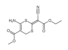 methyl 6-amino-2-(1-cyano-2-ethoxy-2-oxoethylidene)-4H-1,3-dithiine-5-carboxylate Structure