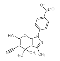 Pyrano[2,3-c]pyrazole-5-carbonitrile,6-amino-1,4-dihydro-3,4,4-trimethyl-1-(4-nitrophenyl)- picture