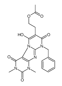 Pyrimido[2,1-f]purine-2,4,8(1H,3H,9H)-trione,7-[2-(acetyloxy)ethyl]-6-hydroxy-1,3-dimethyl-9-(phenylmethyl)- picture