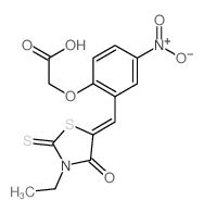 2-[2-[(3-ethyl-4-oxo-2-sulfanylidene-thiazolidin-5-ylidene)methyl]-4-nitro-phenoxy]acetic acid Structure