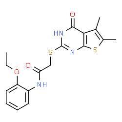 Acetamide, 2-[(1,4-dihydro-5,6-dimethyl-4-oxothieno[2,3-d]pyrimidin-2-yl)thio]-N-(2-ethoxyphenyl)- (9CI) structure