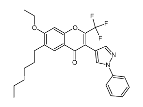 7-ethoxy-6-hexyl-3-(1-phenyl-1H-pyrazol-4-yl)-2-trifluoromethyl-chromen-4-one结构式