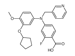 3-cyclopentyloxy-4-methoxy-N-(4-carboxy-3-fluorophenyl)-N-(3-pyridylmethyl)aniline Structure