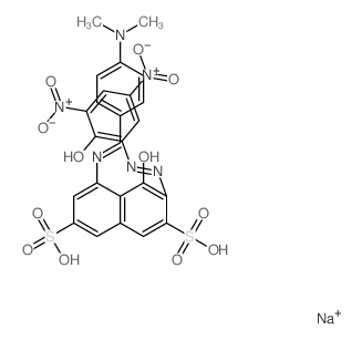 (3Z)-5-[(4-dimethylaminophenyl)methylideneamino]-3-[(2-hydroxy-3,5-dinitro-phenyl)hydrazinylidene]-4-oxo-naphthalene-2,7-disulfonic acid Structure