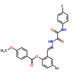 4-Bromo-2-[(E)-({[(4-fluorophenyl)amino](oxo)acetyl}hydrazono)methyl]phenyl 4-methoxybenzoate结构式