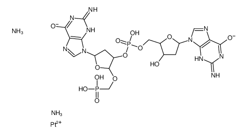 [5-(2-amino-6-oxo-3H-purin-9-yl)-3-hydroxyoxolan-2-yl]methyl [5-(2-amino-6-oxo-3H-purin-9-yl)-2-(phosphonatomethoxy)oxolan-3-yl] phosphate,azane,hydron,platinum(2+) Structure