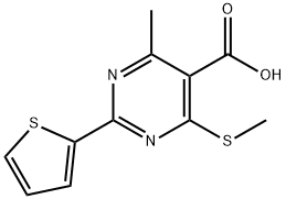 4-methyl-6-(methylsulfanyl)-2-(thiophen-2-yl)pyrimidine-5-carboxylic acid Structure