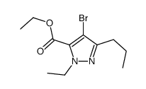 Ethyl 4-bromo-1-ethyl-3-propyl-1H-pyrazole-5-carboxylate结构式