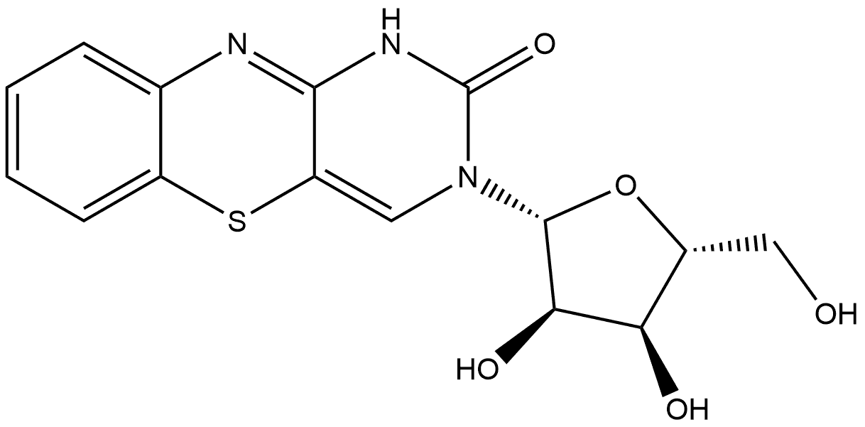 1H-Pyrimido[5,4-b][1,4]benzothiazin-2(3H)-one, 3-β-D-ribofuranosyl-结构式