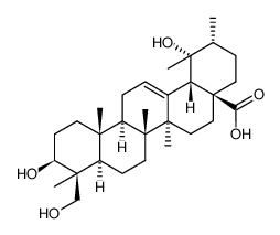 3β,19α,23-trihydroxyurs-12-en-28-oic acid Structure