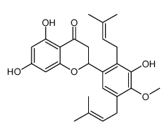 5,7-dihydroxy-2-[3-hydroxy-4-methoxy-2,5-bis(3-methylbut-2-enyl)phenyl]-2,3-dihydrochromen-4-one结构式