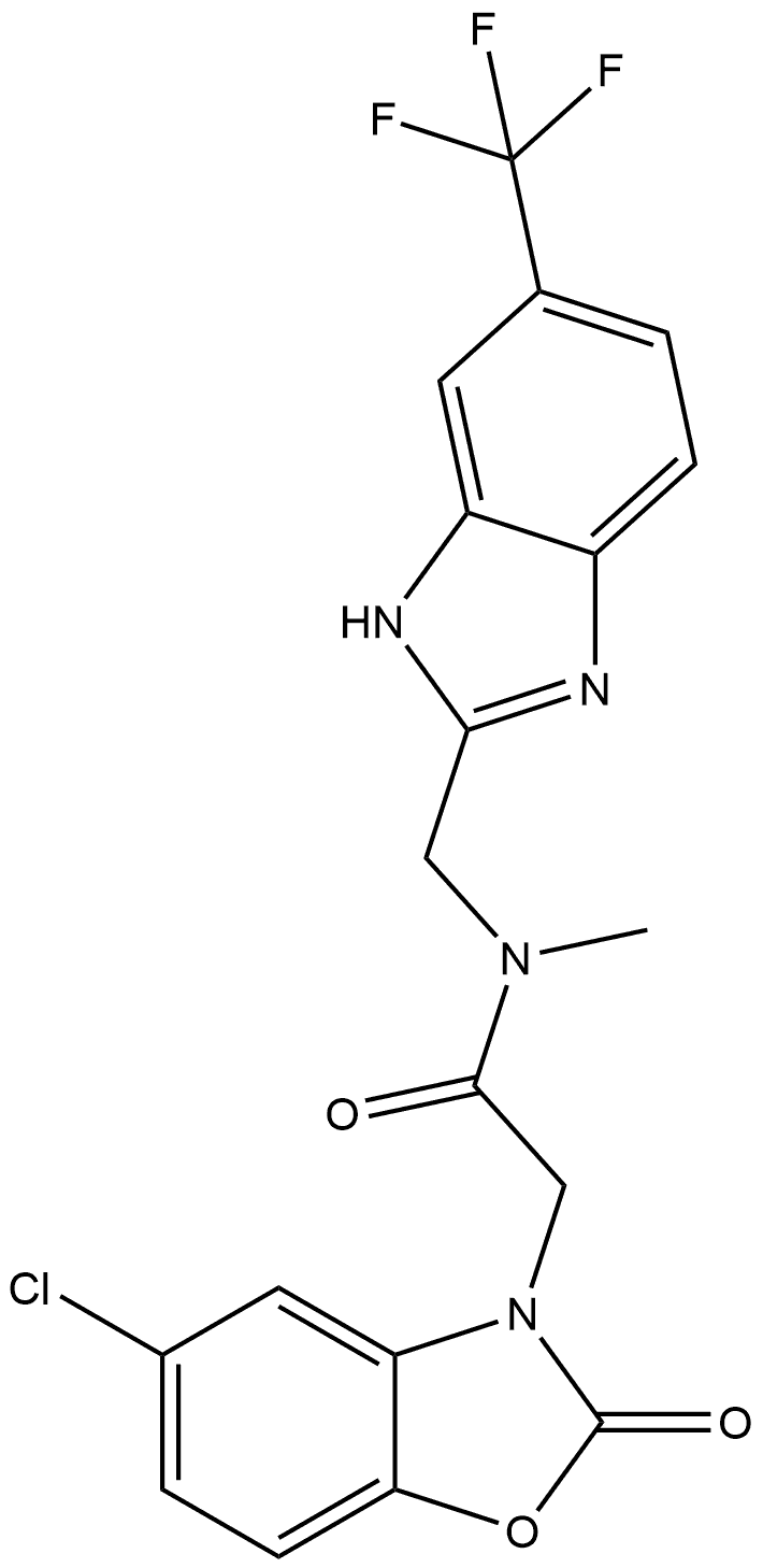 5-Chloro-N-methyl-2-oxo-N-[[6-(trifluoromethyl)-1H-benzimidazol-2-yl]methyl]-3(2H)-benzoxazoleacetamide结构式