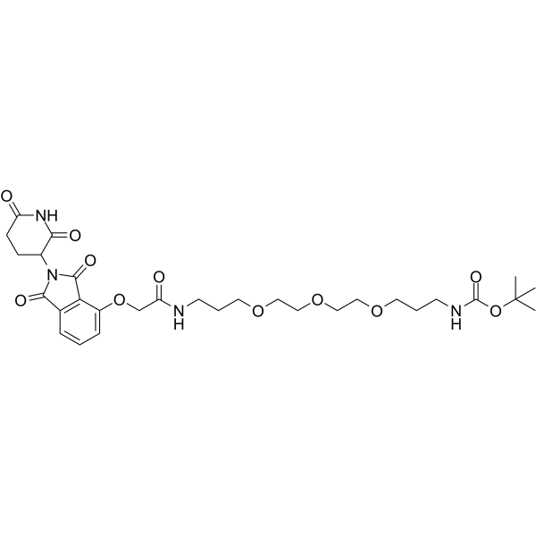 Thalidomide-O-amido-CH2-PEG3-CH2-NH-Boc结构式