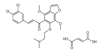 2-({5-[(2E)-3-(3,4-Dichlorophenyl)-2-propenoyl]-4,7-dimethoxy-1-b enzofuran-6-yl}oxy)-N,N-dimethylethanaminium (2Z)-3-carboxyacryla te结构式