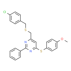 4-([(4-CHLOROBENZYL)SULFANYL]METHYL)-6-[(4-METHOXYPHENYL)SULFANYL]-2-PHENYLPYRIMIDINE结构式