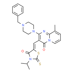 (Z)-5-((2-(4-benzylpiperazin-1-yl)-9-methyl-4-oxo-4H-pyrido[1,2-a]pyrimidin-3-yl)methylene)-3-isopropyl-2-thioxothiazolidin-4-one structure