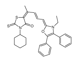 3-cyclohexyl-5-[4-(3-ethyl-4,5-diphenyloxazol-2(3H)-ylidene)-1-methylbut-2-enylidene]-2-thioxothiazolidin-4-one结构式