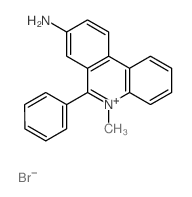 Phenanthridinium, 8-amino-5-methyl-6-phenyl-, bromide structure