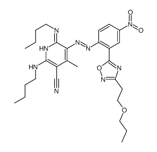 2,6-bis(butylamino)-4-methyl-5-[[4-nitro-2-[3-(2-propoxyethyl)-1,2,4-oxadiazol-5-yl]phenyl]azo]nicotinonitrile结构式