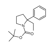 tert-butyl 2-ethyl-2-phenylpyrrolidine-1-carboxylate结构式