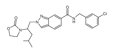 N-(3-Chlorobenzyl)-2-[4-methyl-2-(2-oxo-1,3-oxazolidin-3-yl)pentyl]-2H-indazole-6-carboxamide Structure