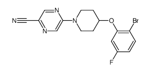 5-[4-(2-bromo-5-fluorophenoxy)piperidin-1-yl]pyrazine-2-carbonitrile结构式