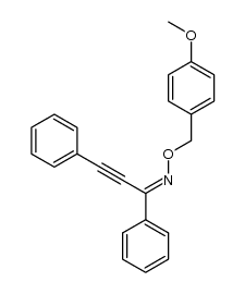 (1Z)-1,3-diphenyl-2-propyn-1-one O-[(4-methoxyphenyl)-methyl]oxime结构式