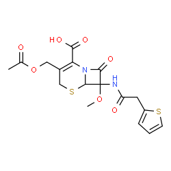 cis-()-3-(acetoxymethyl)-7-methoxy-8-oxo-7-(2-thienylacetamido)-5-thia-1-azabicyclo[4.2.0]oct-2-ene-2-carboxylic acid picture