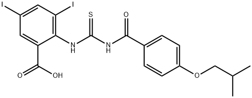 3,5-diiodo-2-[[[[4-(2-methylpropoxy)benzoyl]amino]thioxomethyl]amino]-benzoic acid structure