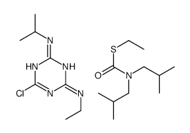 6-chloro-4-N-ethyl-2-N-propan-2-yl-1,3,5-triazine-2,4-diamine,S-ethyl N,N-bis(2-methylpropyl)carbamothioate结构式