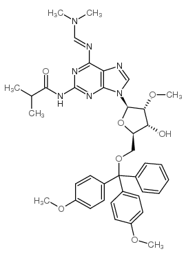 2-amino-5'-o-(dimethoxytrityl)-n6-(dimethylaminomethylidene)-n2-(isobutyryl)-2'-o-methyladenosine Structure