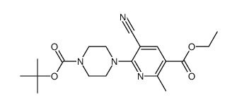 tert-butyl 4-[3-cyano-5-(ethoxycarbonyl)-6-methylpyridin-2-yl]piperazine-1-carboxylate结构式