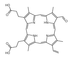 3,3'-(12-formyl-3,8,13,17-tetramethyl-7-vinylporphyrin-2,18-diyl)dipropionic acid Structure